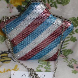 NWT Alessia Red White Blue American Flag Star Shaped Bag Patriotic